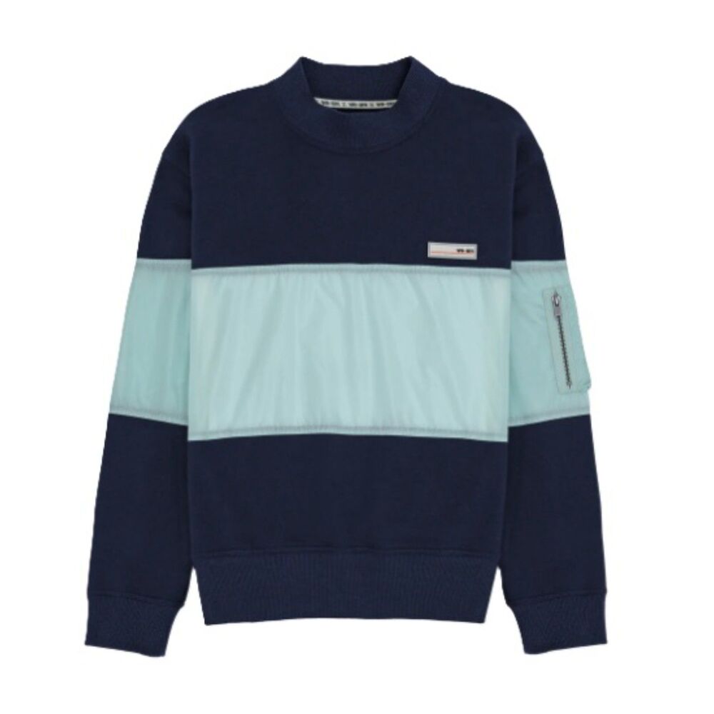 WE-AR4 'Mixed Up' Sweatshirt in Navy and Light Blue - Size XS-  NEW W TAGS
